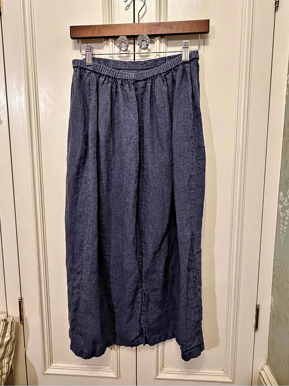 EILEEN FISHER Linen Maxi Skirt in Blue Like New